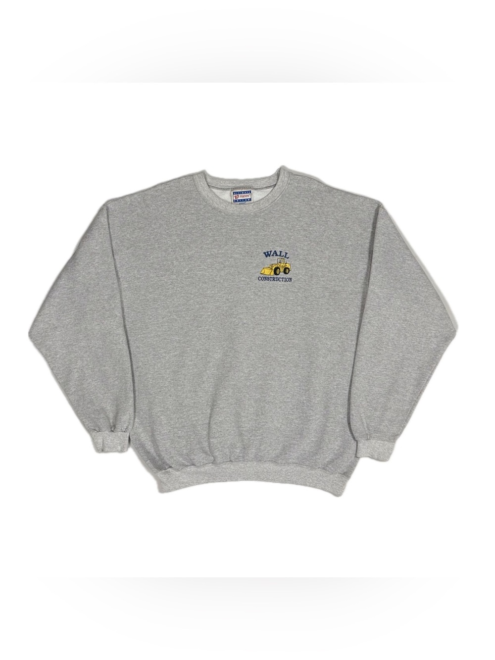 Vtg Hanes Ult Cotton Grey Bulldozer Construction Crewneck Sweatshirt Men large